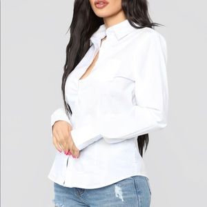 Fashion Nova White Button Up Shirt